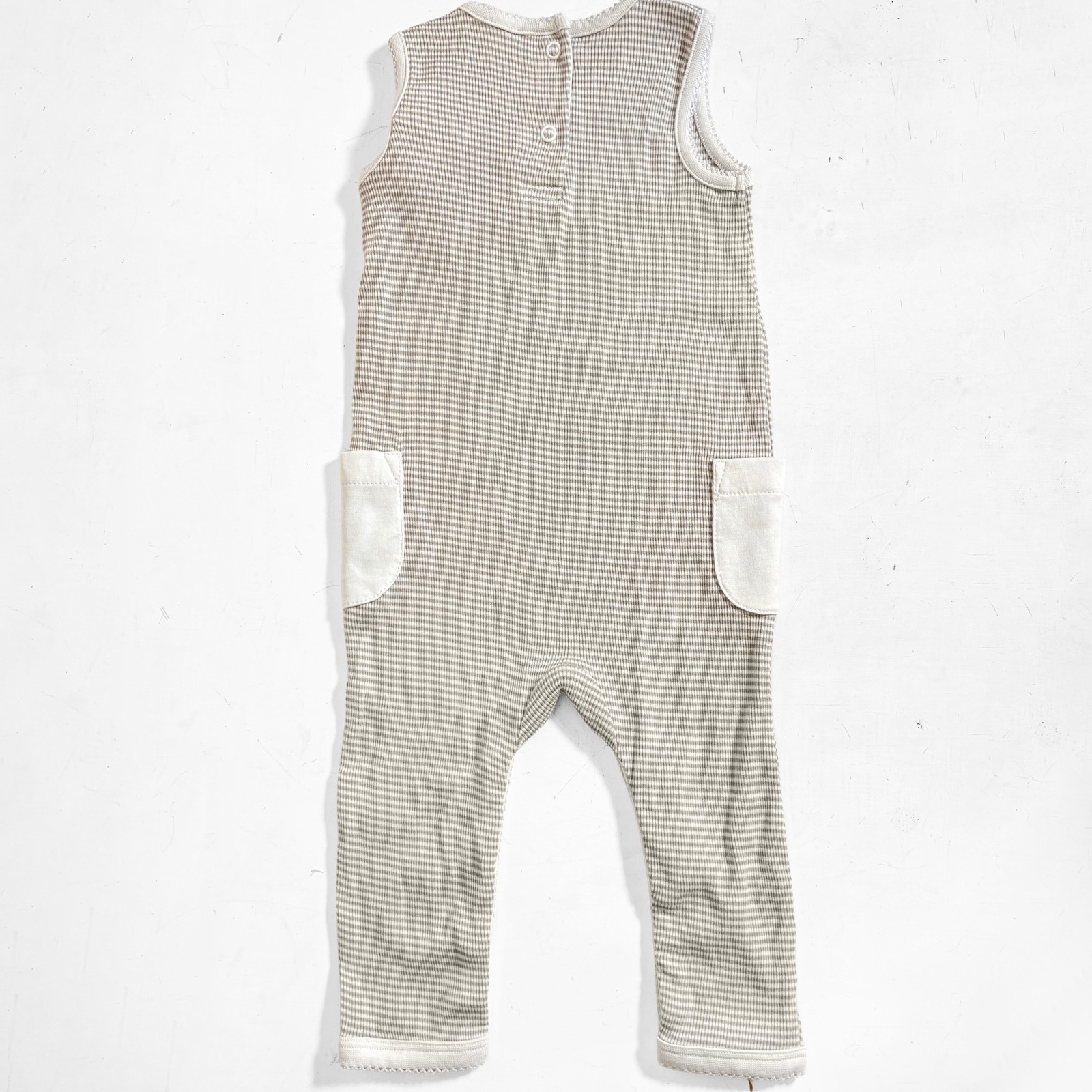 Restoration Hardware Baby & Child New Stripe Layette Romper 6-12m Neutral — image 3 of 6